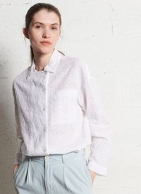 Bensimon - Chemise boutonnée à broderies - Taille L - Blanc