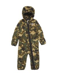 Baby Boy's Bear Sherpa Camouflage One-Piece Coveralls - Military Olive Camo Texture Small Print - Size 18 Months