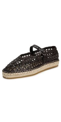 Madewell The Remy Mary Jane Espadrille in Woven Leather Dark Carob 9.5