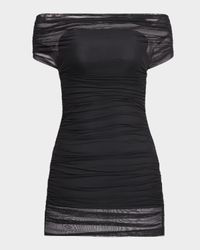 Bella Ruched Mesh Mini Dress