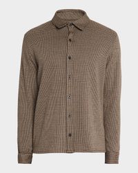 Men's Houndstooth Cotton-Blend Button-Down Shirt