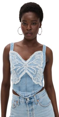 PatBO Camila Coelho Denim Top Blue 4
