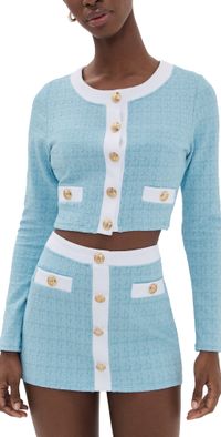 L'AGENCE Adaline Colorblock Chic Swim Cardigan Powder Blue S