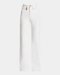 High Rise Flared Jeans, White