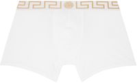 Versace Underwear Boxer long blanc à taille à motif à clé grecque
