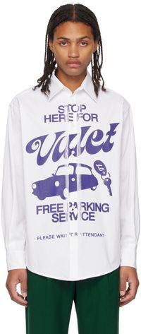 Late Checkout White Printed Shirt