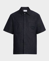 Men's Denim Herringbone Short-Sleeve Shirt