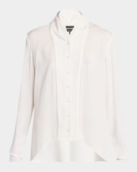 Shawl-Collar Silk Georgette Blouse