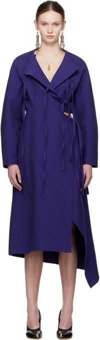 Tory Burch Purple Cotton Wrap Midi Dress