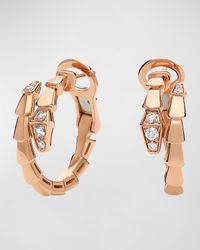 18K Rose Gold Serpenti Viper Diamond Tip Earrings