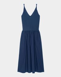 France Solid Poplin Jersey Midi Dress