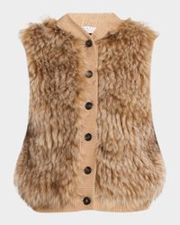 Cashmere Sheep Shearling Hooded Vest