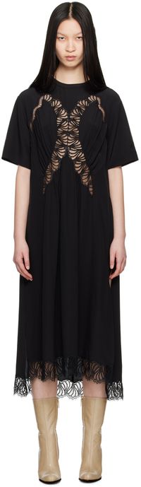 Stella McCartney Robe longue noire à fronces