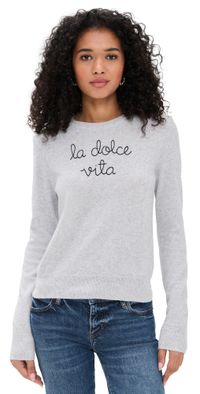 Lingua Franca La Dolce Vita Cashmere Crewneck Smoke XS