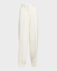 High-Rise Straight-Leg Silk-Blend Trousers