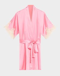 Gazebo Lace-Cuff Short Silk Robe