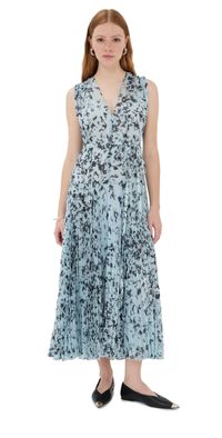 Proenza Schouler Pat Dress in Printed Crinkle Chiffon Sky Blue Multi 10