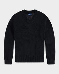 Linen-Cotton V-Neck Sweater