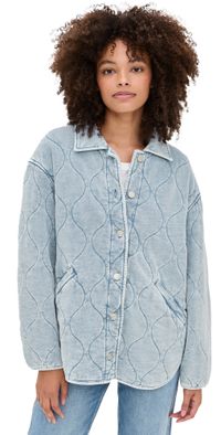 Z Supply Boulder Knit Denim Jacket Washed Indigo S