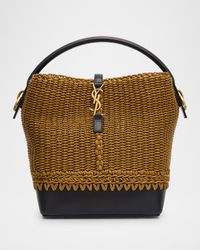 Le 37 YSL Bucket Bag in Raffia and Leather