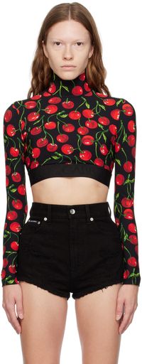 Dolce&Gabbana Black & Red Cherry Turtleneck