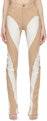 Mugler SSENSE Exclusive White & Beige Spiral Jeans