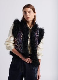 Antik Batik - Gilet droit en coton - Taille M - Noir
