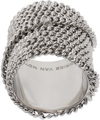 Dries Van Noten Silver Stacked Chain Ring
