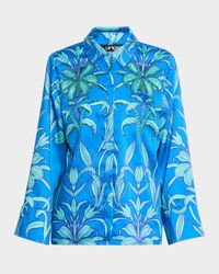 Floral-Print Button-Down Blouse