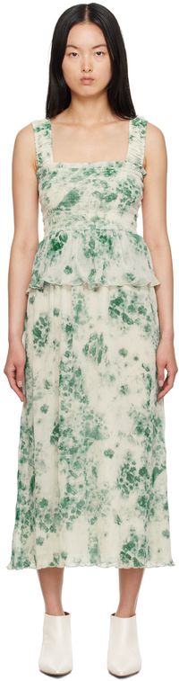 GANNI Green Pleated Midi Dress