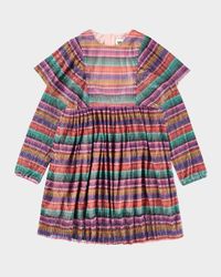 Girl's Carina Pleated Stripe Dress, Size 7-12