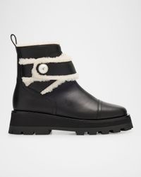 Meena Leather and Shearling Zip Ankle Boots