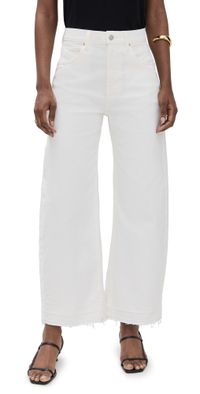 PAIGE Arellia Ankle Barrel Leg Jean Tonal Ecru w/ Wide Undone Hem 24
