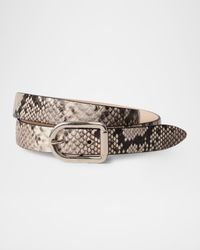 Mija Snake-Embossed Leather Skinny Belt