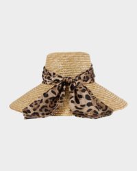 Mirabel Animal-Print Bow Straw Hat