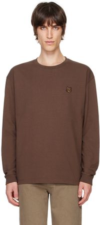 Maison Kitsuné Brown Bold Fox Head Patch Long Sleeve T-shirt
