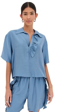 Bite Studios Luna Frill Short Sleeve Shirt lobelia 34