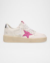 Ball Star Mixed Leather Low-Top Sneakers