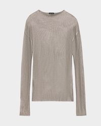 Laminated Mesh Long-Sleeve Top