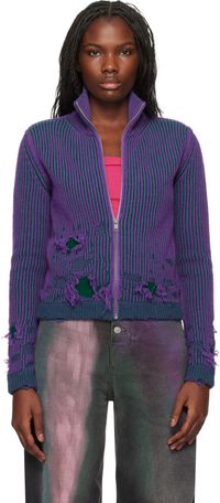 MM6 Maison Margiela Blouson mauve à col roulé et à glissière