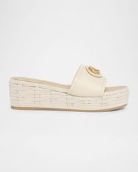 Leather VLogo Medallion Platform Espadrilles