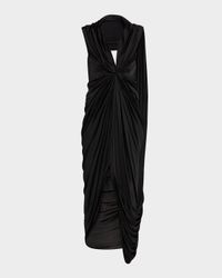 Draped Asymmetric Looped-Panel Dress