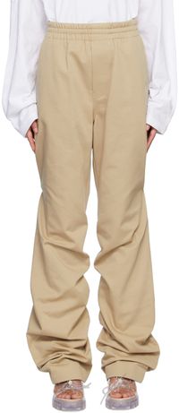We11done Beige Banded Shirring Trousers