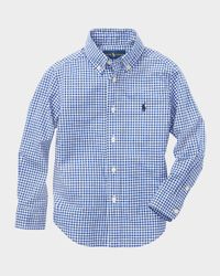 Poplin Woven Gingham Sport Shirt, Size 2-7