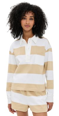 LE BOP Hayley Polo Shirt Khaki/White L