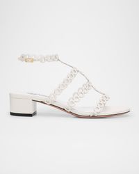Infinity Leather Chain T-Strap Sandals