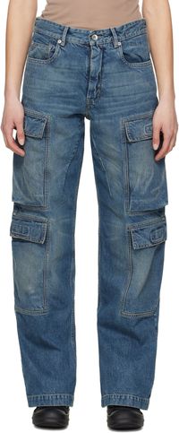 Rick Owens DRKSHDW Blue Hollywood Double Cargo Jeans