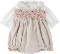 Tartine et Chocolat Bébé | Ensemble de salopette et justaucorps blanc et beige