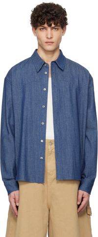 LE17SEPTEMBRE Chemise bleue en denim à empiècement western