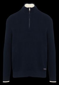 Gant - Pull côtelé à col montant zippé - Taille 2XL - Bleu